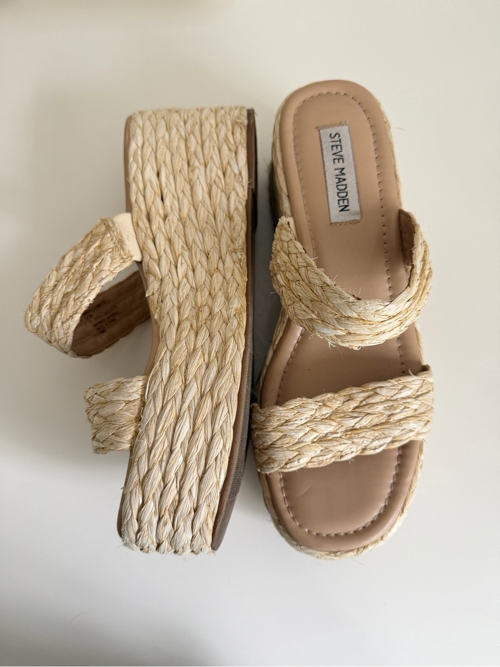 Steve Madden Natural Braided Platform Sandals